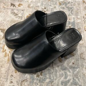 Zara Black Chunky Heeled Platform Clogs
